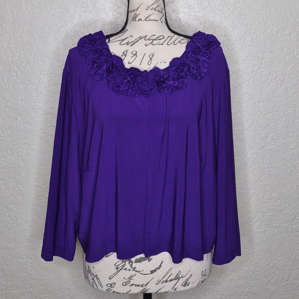 Julian Taylor New York Purple Ruffle Neck Jacket Plus Size 22W